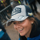 Motorcycle rider Katie Hand wearing her signature Uggly&Co Diamond Cap