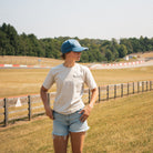 Katie Hand modelling the Uggly&Co Vintage Denim Diamond Cap