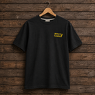 Front view of the Kyle Ryde Back-to-Back Championship Confetti Tee in black and gold