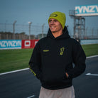 Black Kyle Ryde Core #1 Hoodie in a motorcycle lifestyle setting