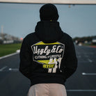 Kyle Ryde x Black Diamond Hoodie in a motorcycle lifestyle setting