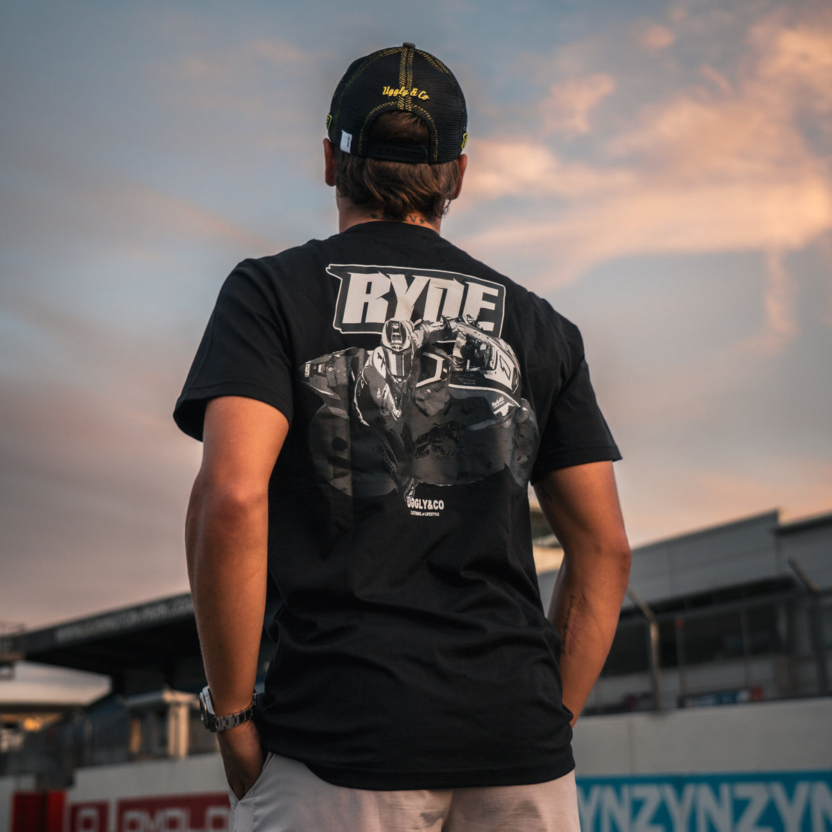 Graphic print detail on Kyle Ryde Black-Out Tee