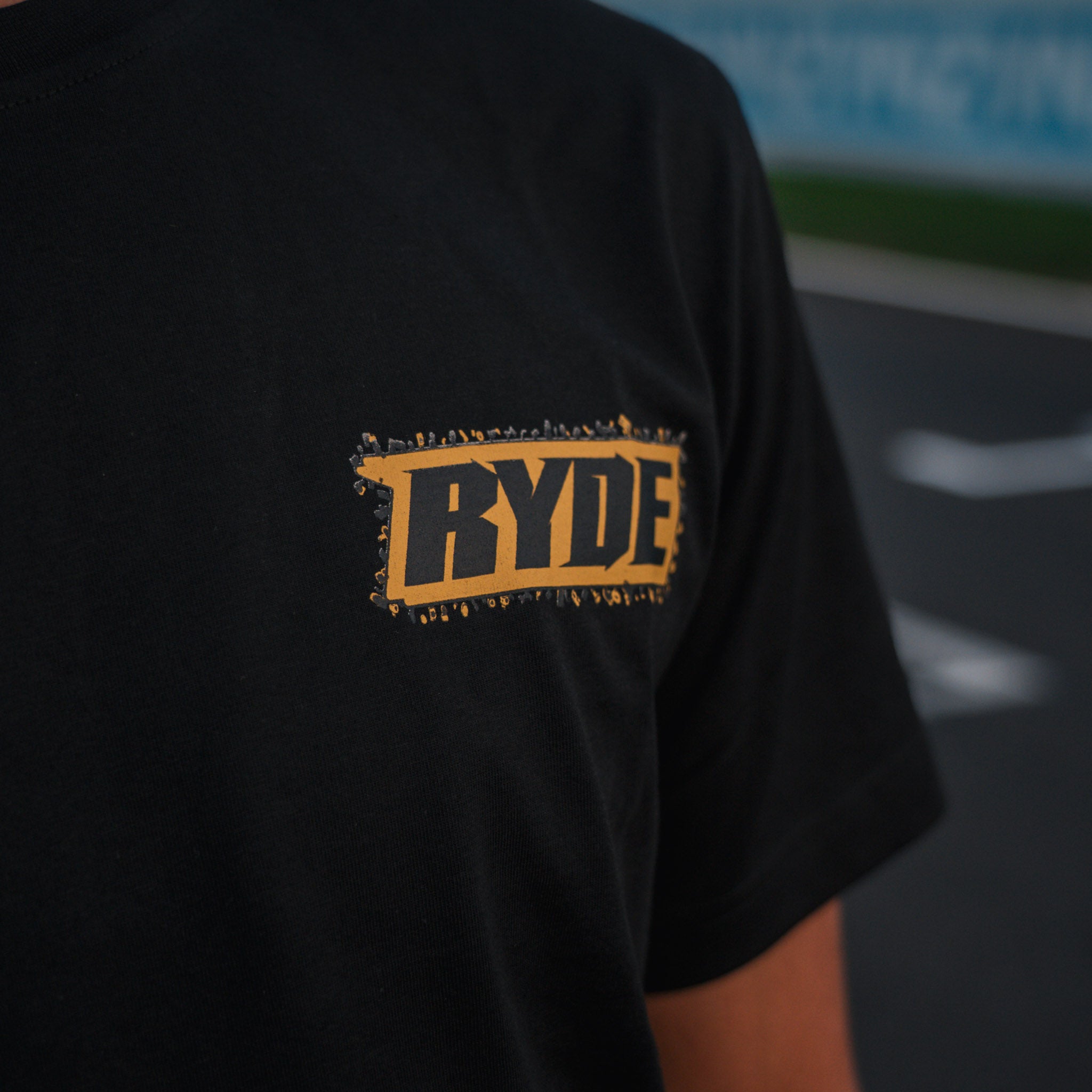 Close up detail of Kyle Ryde Back-to-Back Championship Confetti Tee