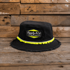 Kyle Ryde Diamond Bucket Hat product photo showing the Uggly&Co logo patch with neon yellow trim.