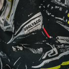 Close-up of the graphic print on the white Kyle Ryde T-Shirt from Uggly & Co's British Superbikes motorcycle clothing collection.