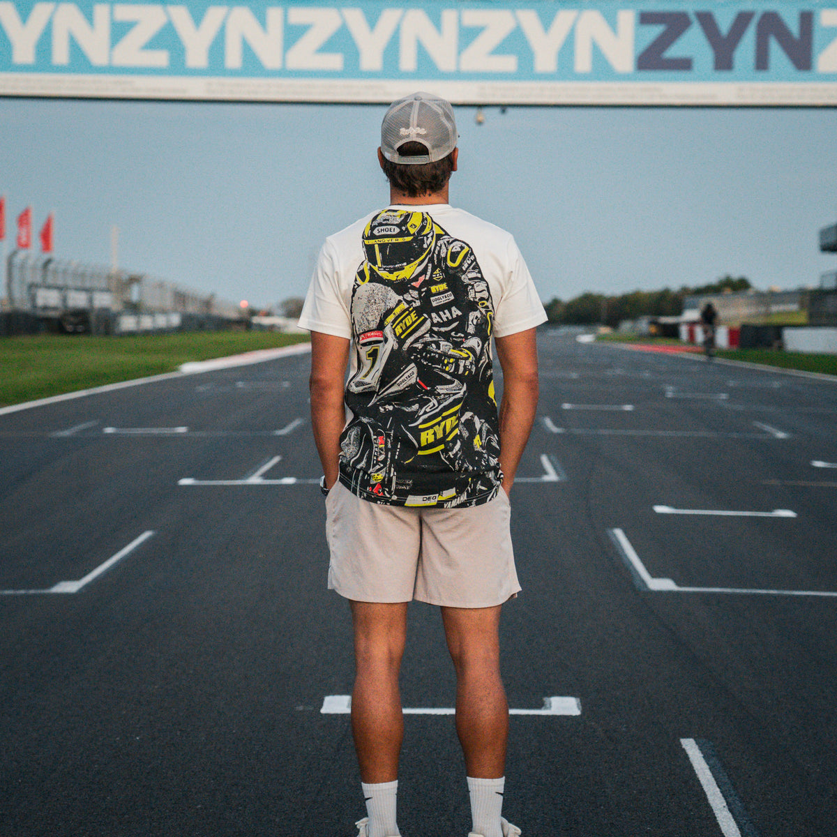 Back of the Kyle Ryde White Graphic T-Shirt featuring a bold racing graphic inspired by Kyle Ryde and the British Superbike Championship.