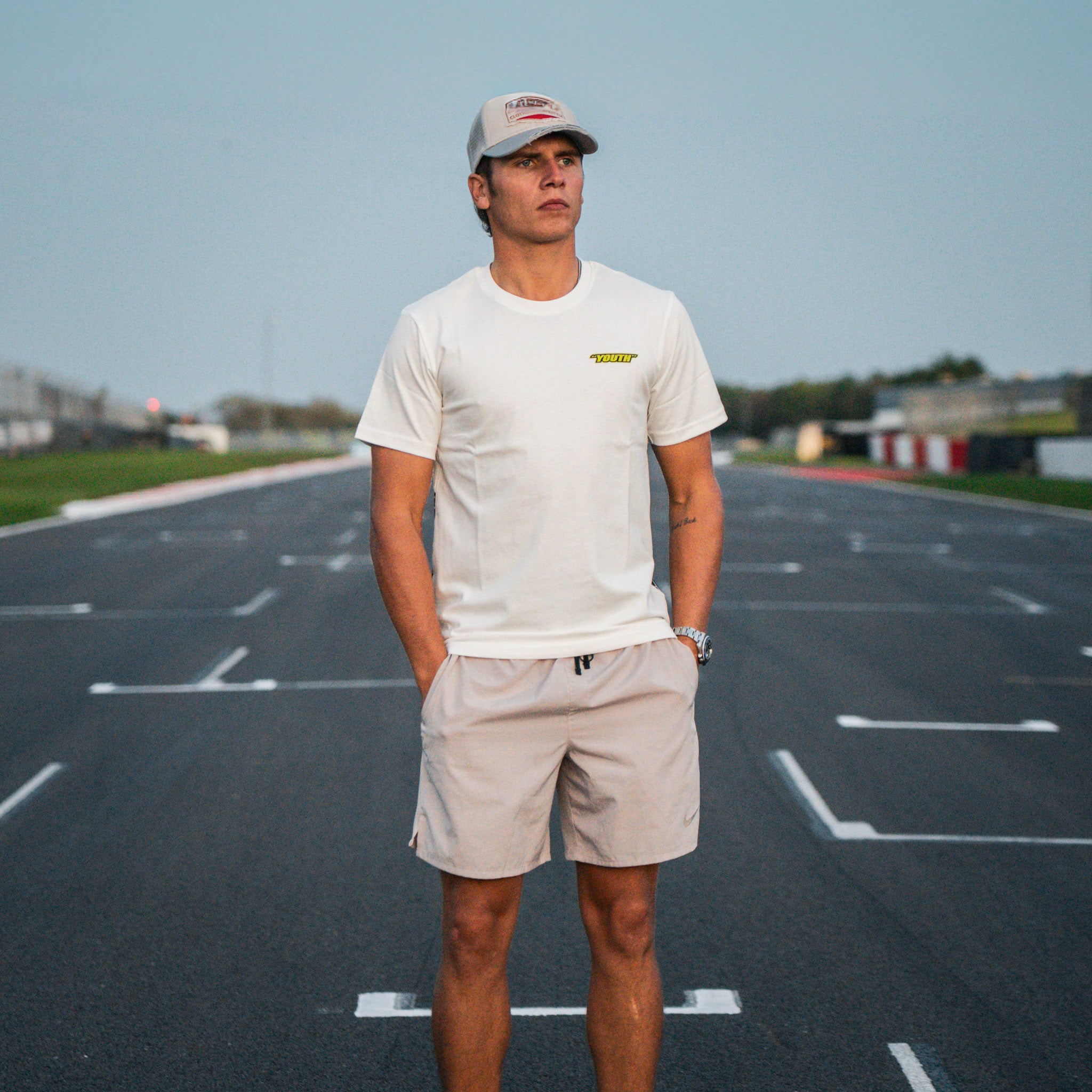 Front view of the Kyle Ryde White Graphic T-Shirt by Uggly & Co, featuring a motorcycle racing inspired design celebrating the British Superbike Champion.