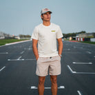 Front view of the Kyle Ryde White Graphic T-Shirt by Uggly & Co, featuring a motorcycle racing inspired design celebrating the British Superbike Champion.
