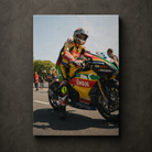 Pierre Yves Bian preparing on the Isle of Man TT grid before heading out onto the Mountain Course, shown as canvas wall art.