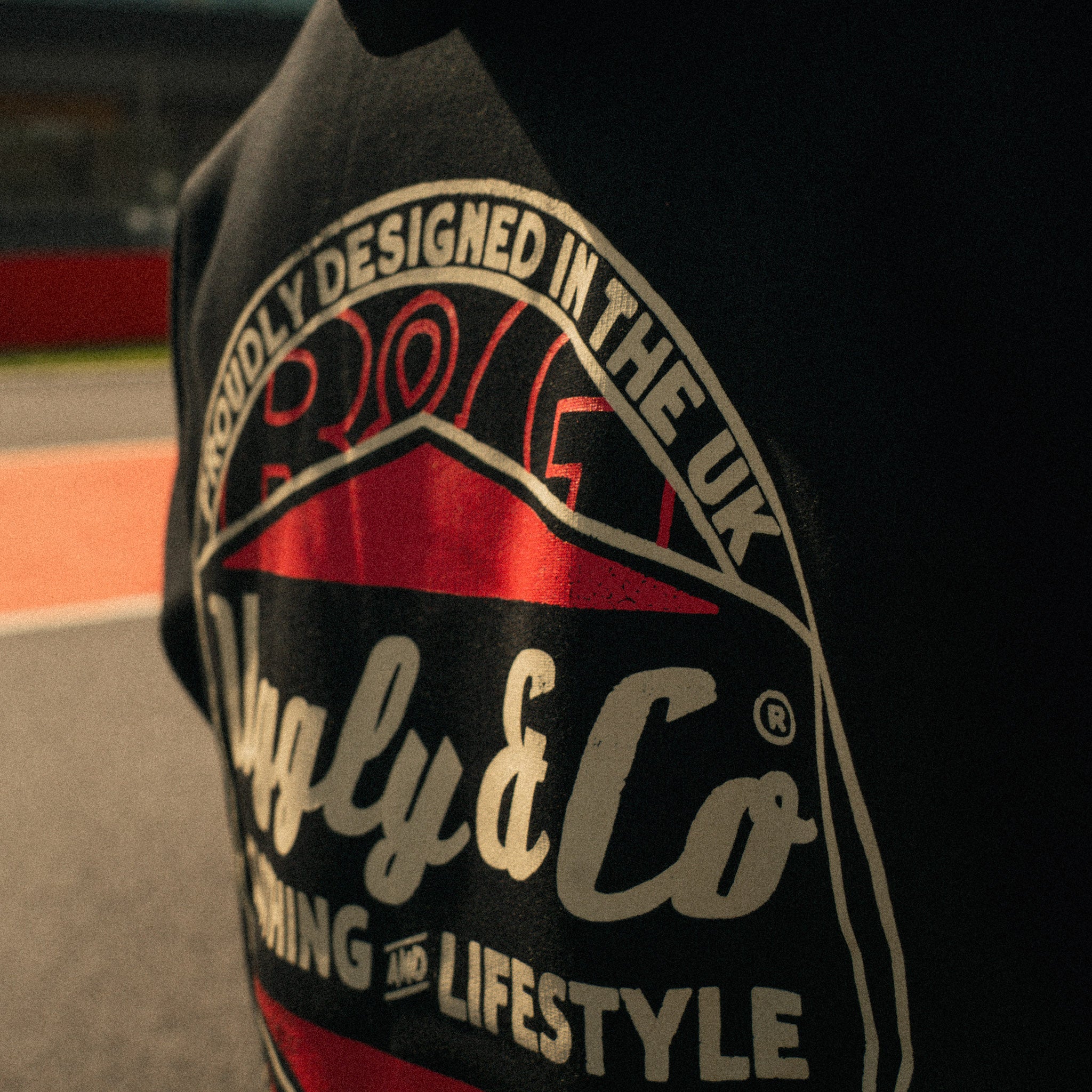 Close-up of the back graphic on the R&G Crash Protection x Diamond Hoodie