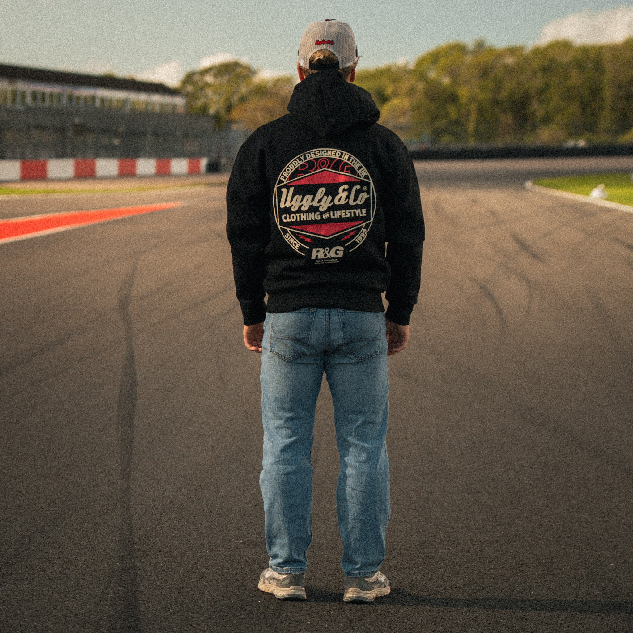 Back view of the R&G Crash Protection x Diamond Hoodie