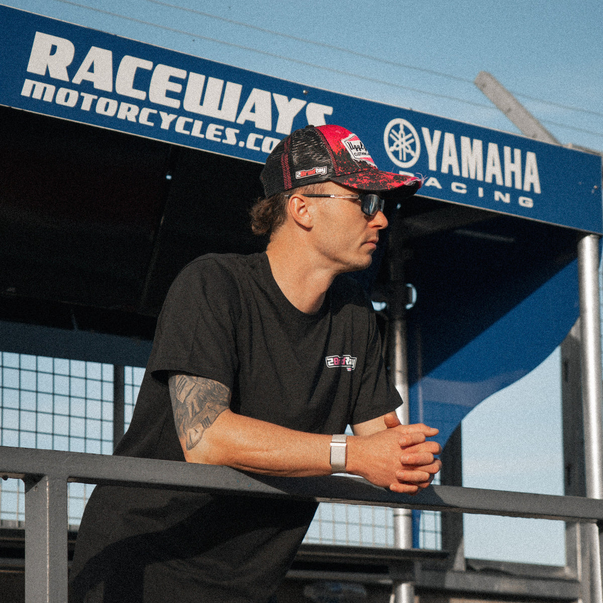rust Diamond Trucker Hat x Bradley Ray #28 inspired by McAMS Yamaha motorcycle racing
