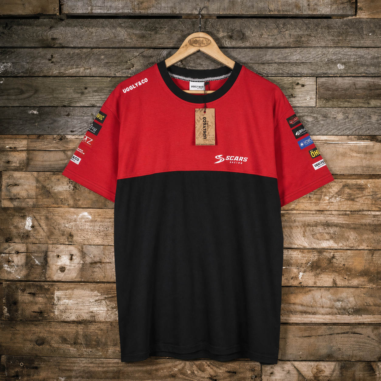 red and black scars racing tshirt product photo