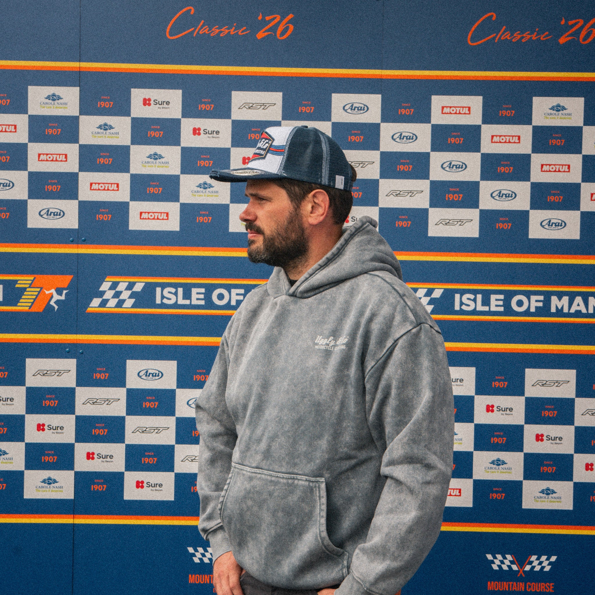 Shaun Anderson in the Uggly & Co Retro Blue & Red Diamond Trucker Hat