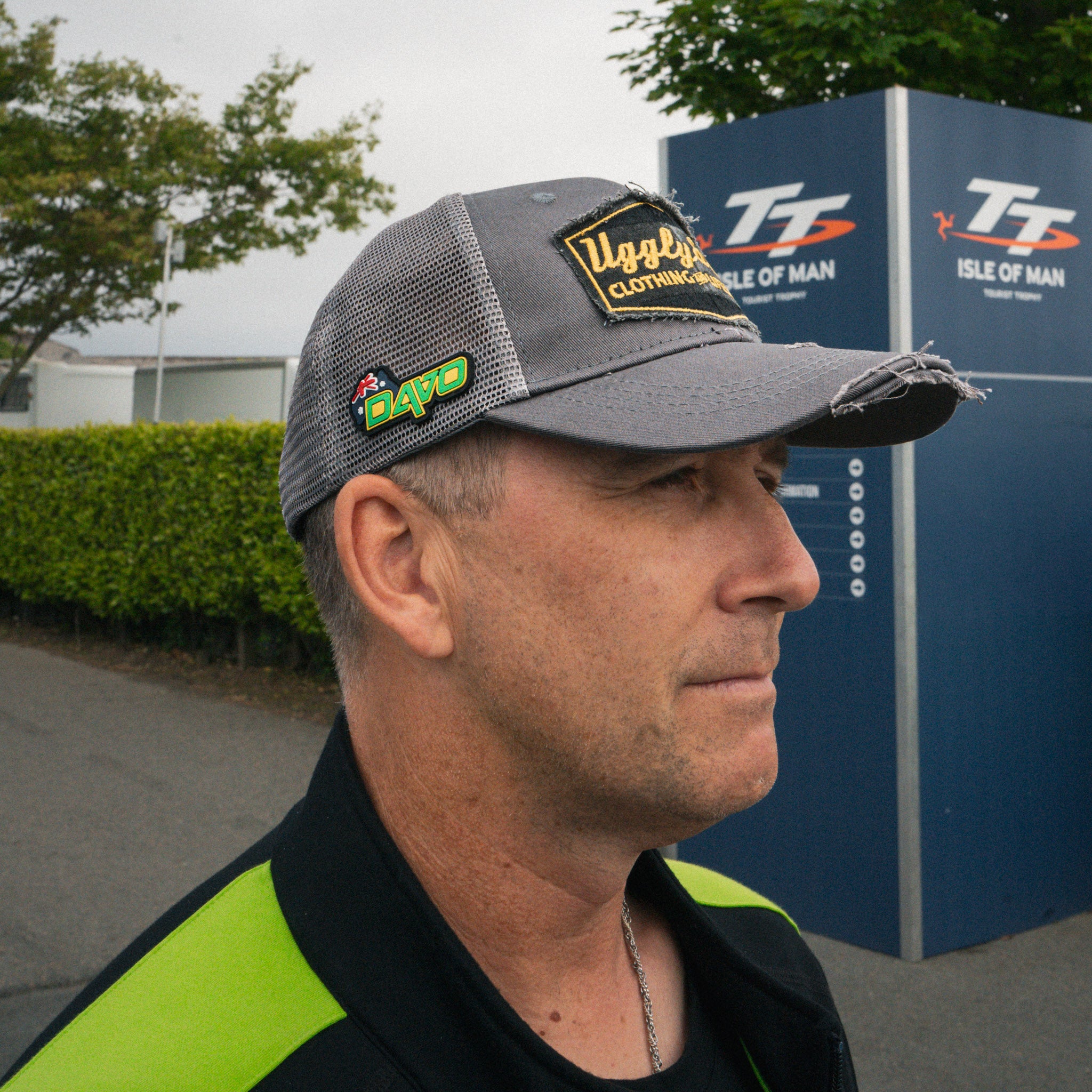 Detailed view of the Uggly&Co x Davo Johnston trucker cap