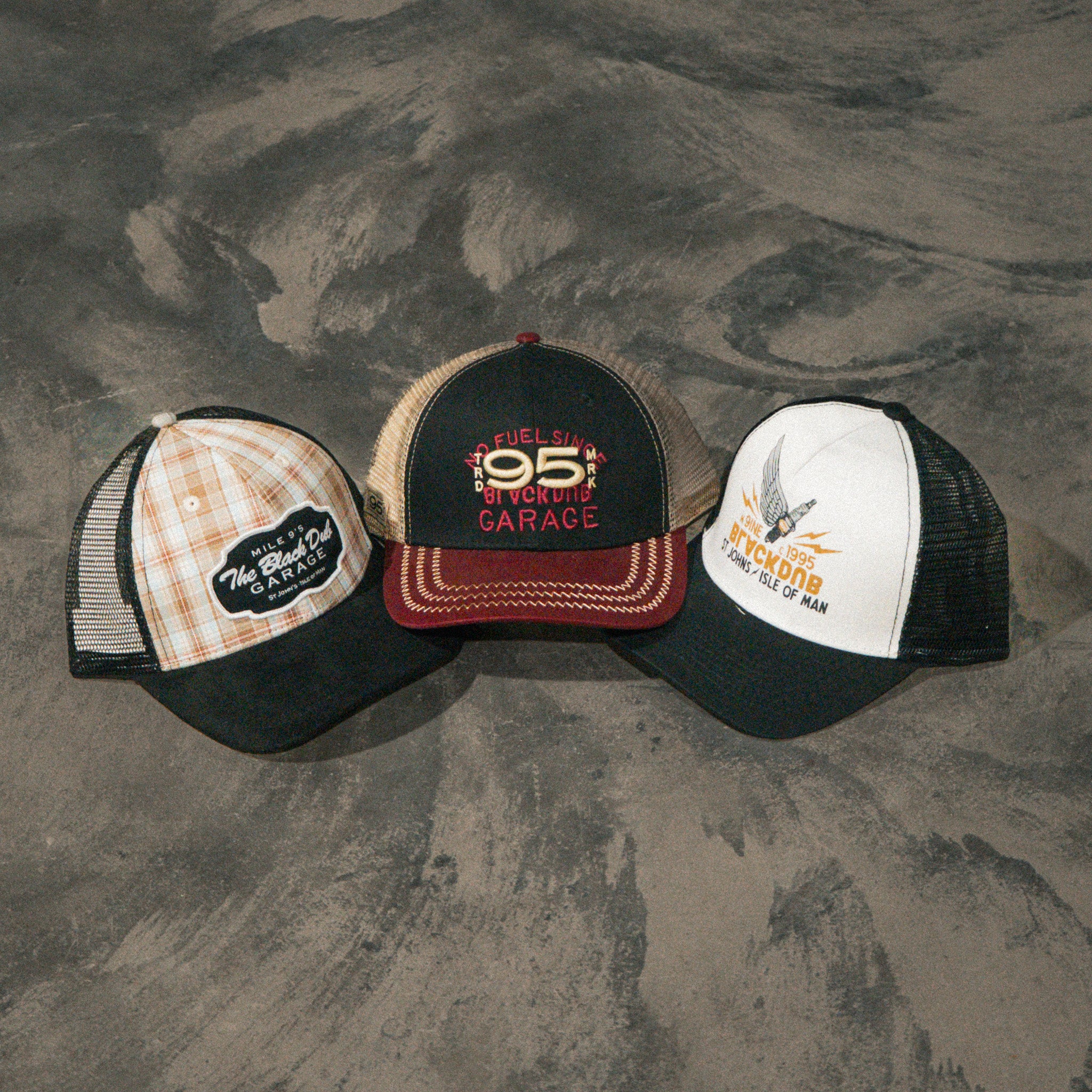 Uggly & Co three Garage Cap bundle featuring three motorsport inspired caps.
