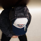 Uggly & Co Navy Blue & White Diamond Trucker Hat top view