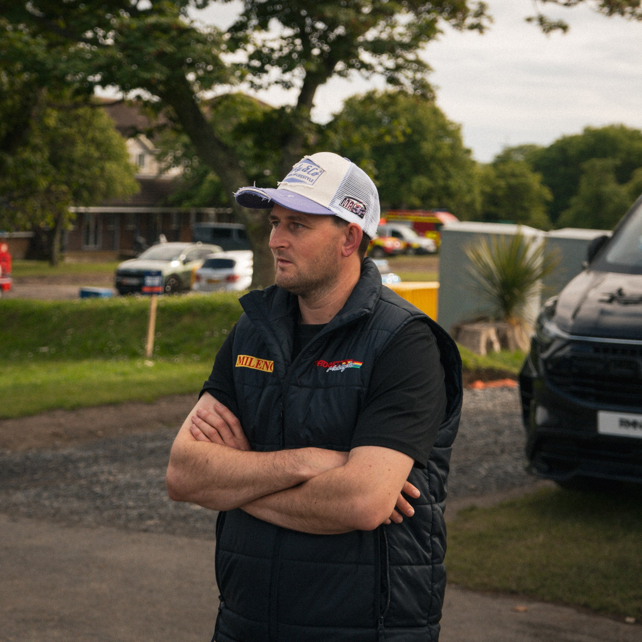 Uggly&Co Diamond Trucker Hat worn by road racer Mitch Rees