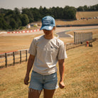 Katie Hand wearing the Uggly&Co Vintage Denim Diamond Baseball Cap