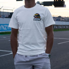 Chest detail of White Kyle Ryde 'Back to Back' T-Shirt