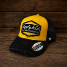 Yellow & Black Diamond Cap by Uggly & Co shown from the front.