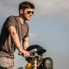 A Cafe Racer YAMAHA XS, with a biker tshirt Uggly&Co motorcycle clothing